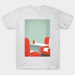 Illustration of 50s Diner Booth T-Shirt